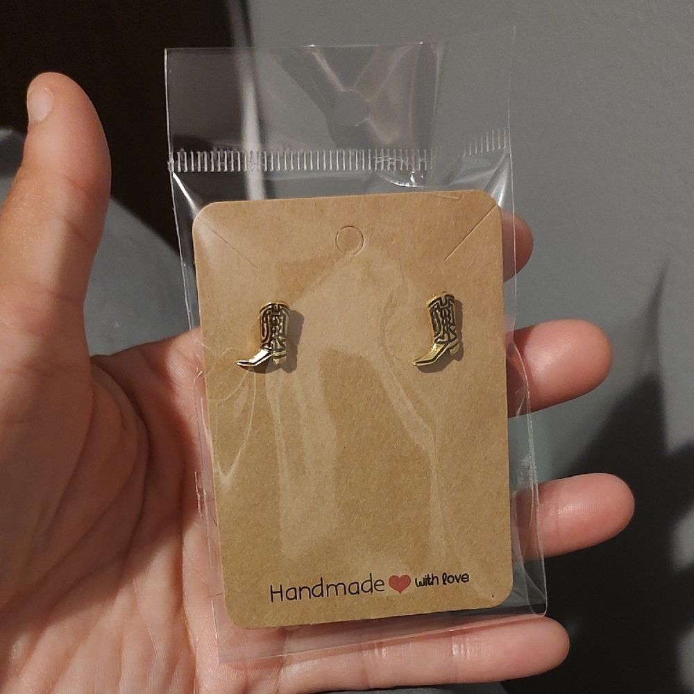Gold Vintage Cowboy Boot Earrings